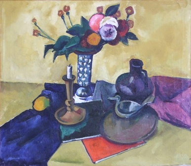 А.В.Куприн. Мёртвая натура. Цветы и подсвечник. Начало ХХ в. Дагестанский музей изобразительных искусств им. П.С. Гамзатовой.