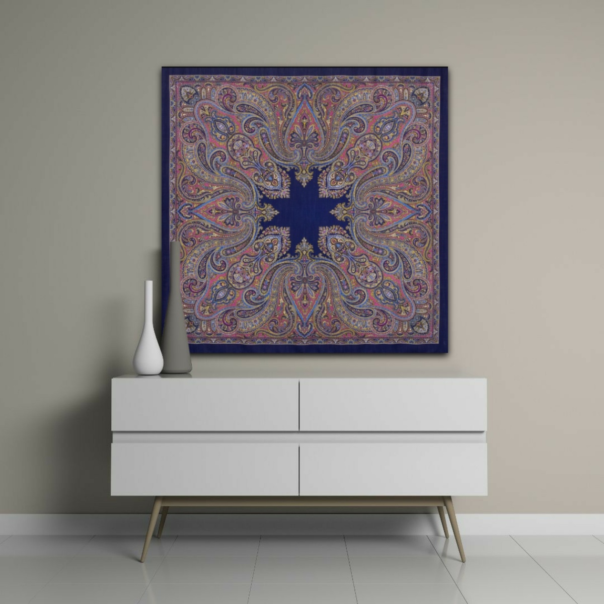 Платок Восточный калейдоскоп в интерьере, коллаж автора