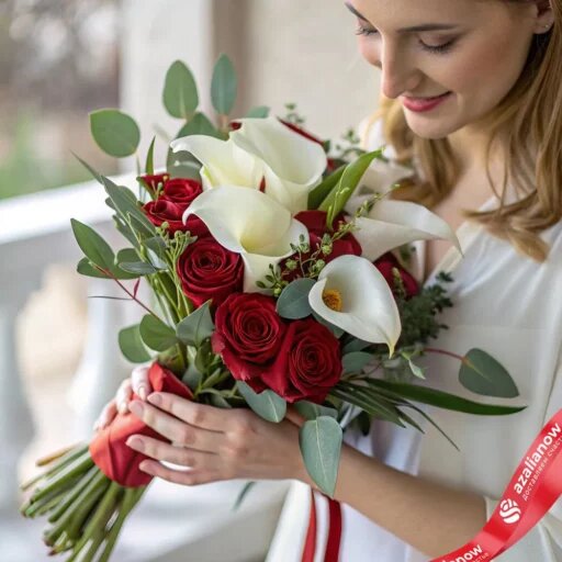 Букет из красных роз и белых калл «Вера», AzaliaNow Катя Невская  📷
