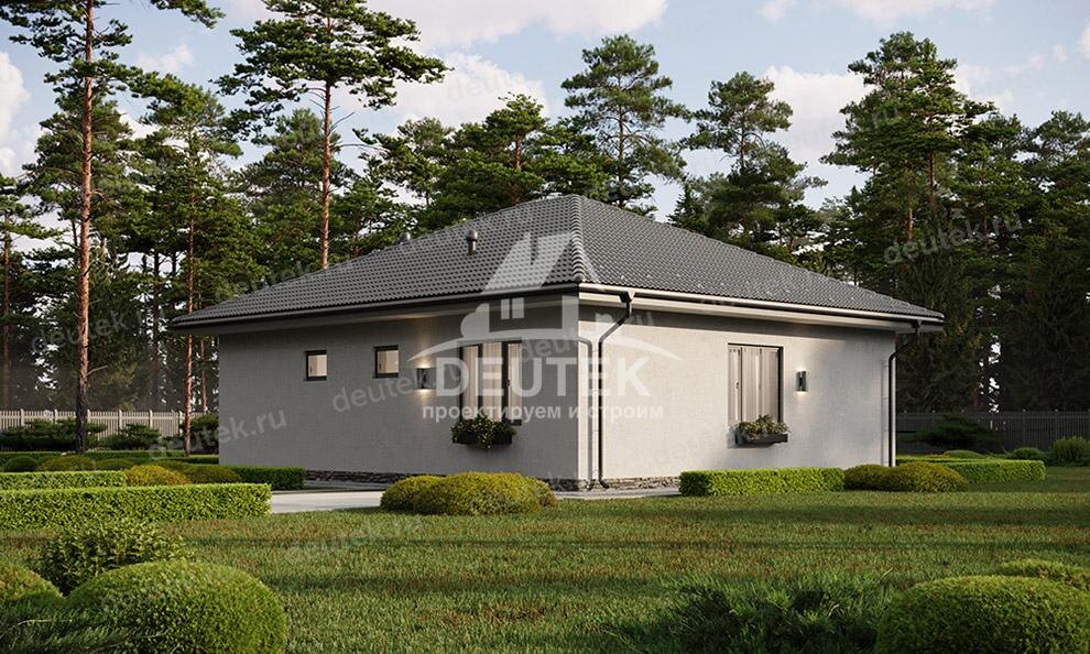 Проект одноэтажного дома с тремя спальнями и террасой