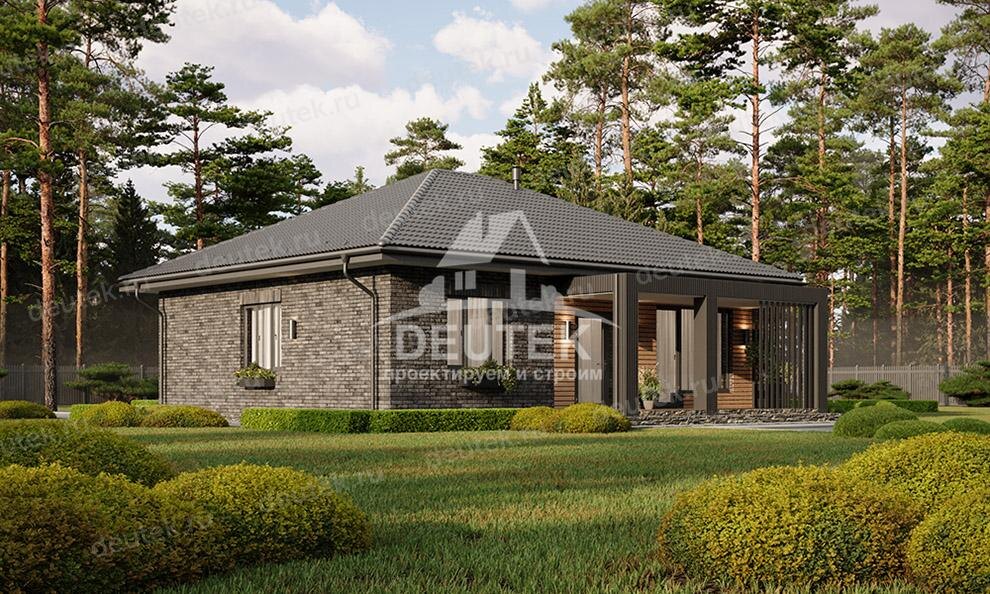 Проект одноэтажного дома до 120 м2 с террасой