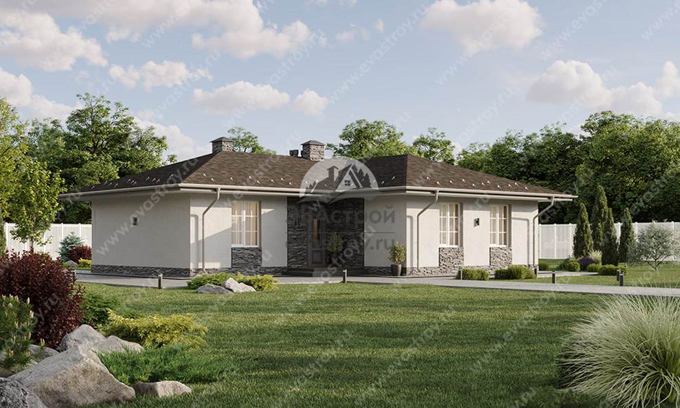 Проект жилого одноэтажного дома с размерами 13 м и 15 м