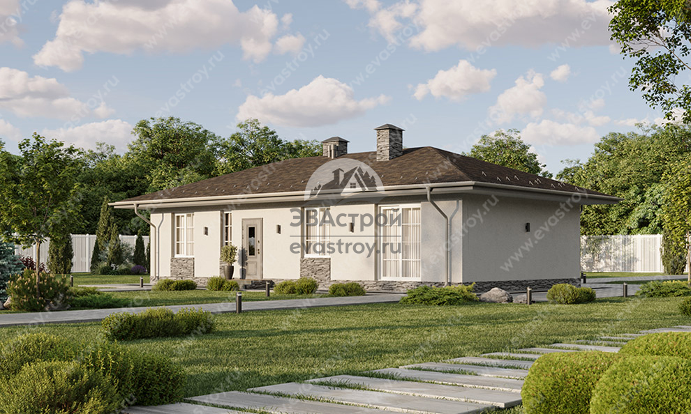 Проект жилого одноэтажного дома с размерами 13 м и 15 м