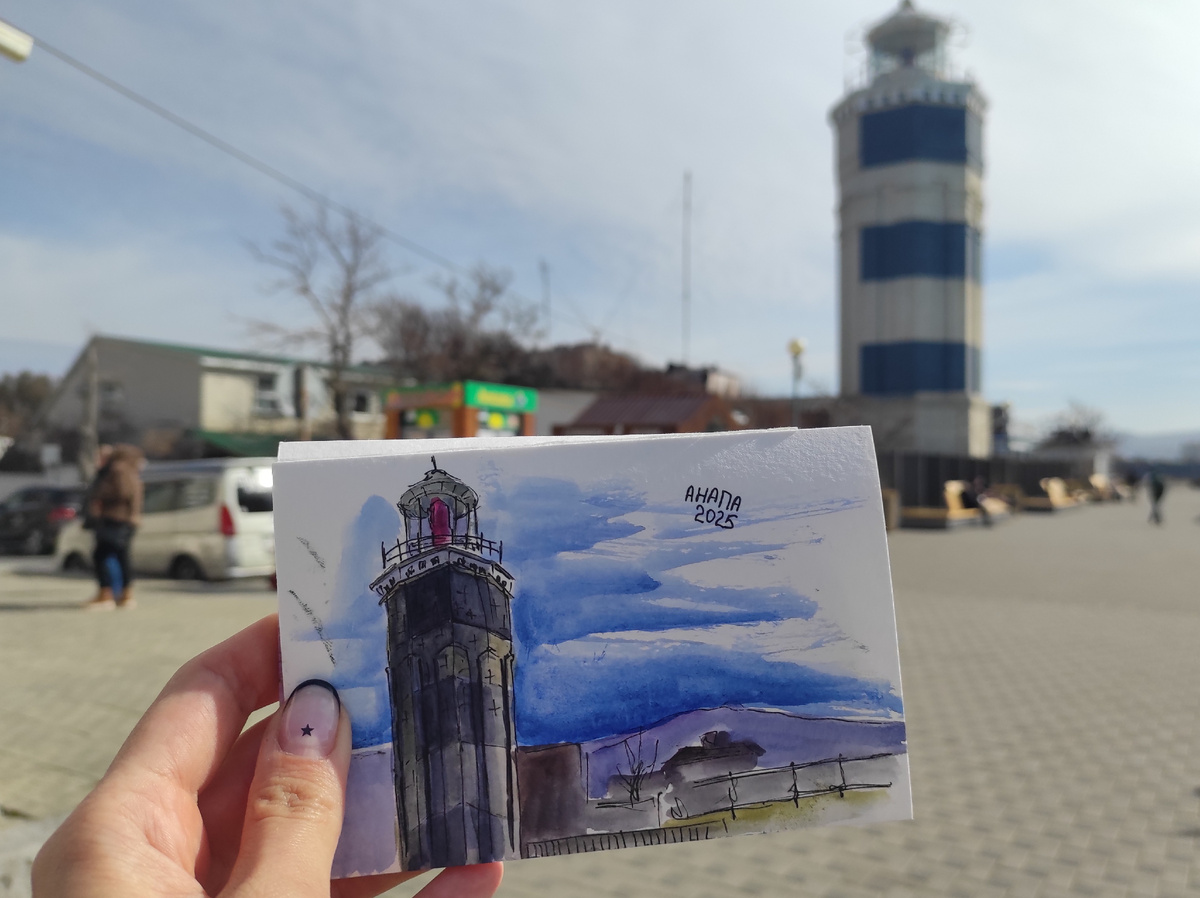 Мария Вяльшина, Анапский маяк, 2025 год, бумага, акварель