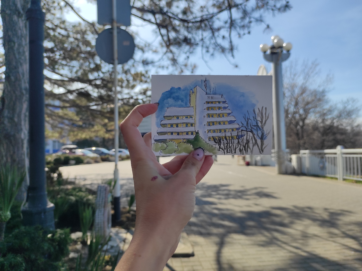 Мария Вяльшина, санаторий «ДиЛУЧ» в Анапе, 2025 год, бумага, акварель