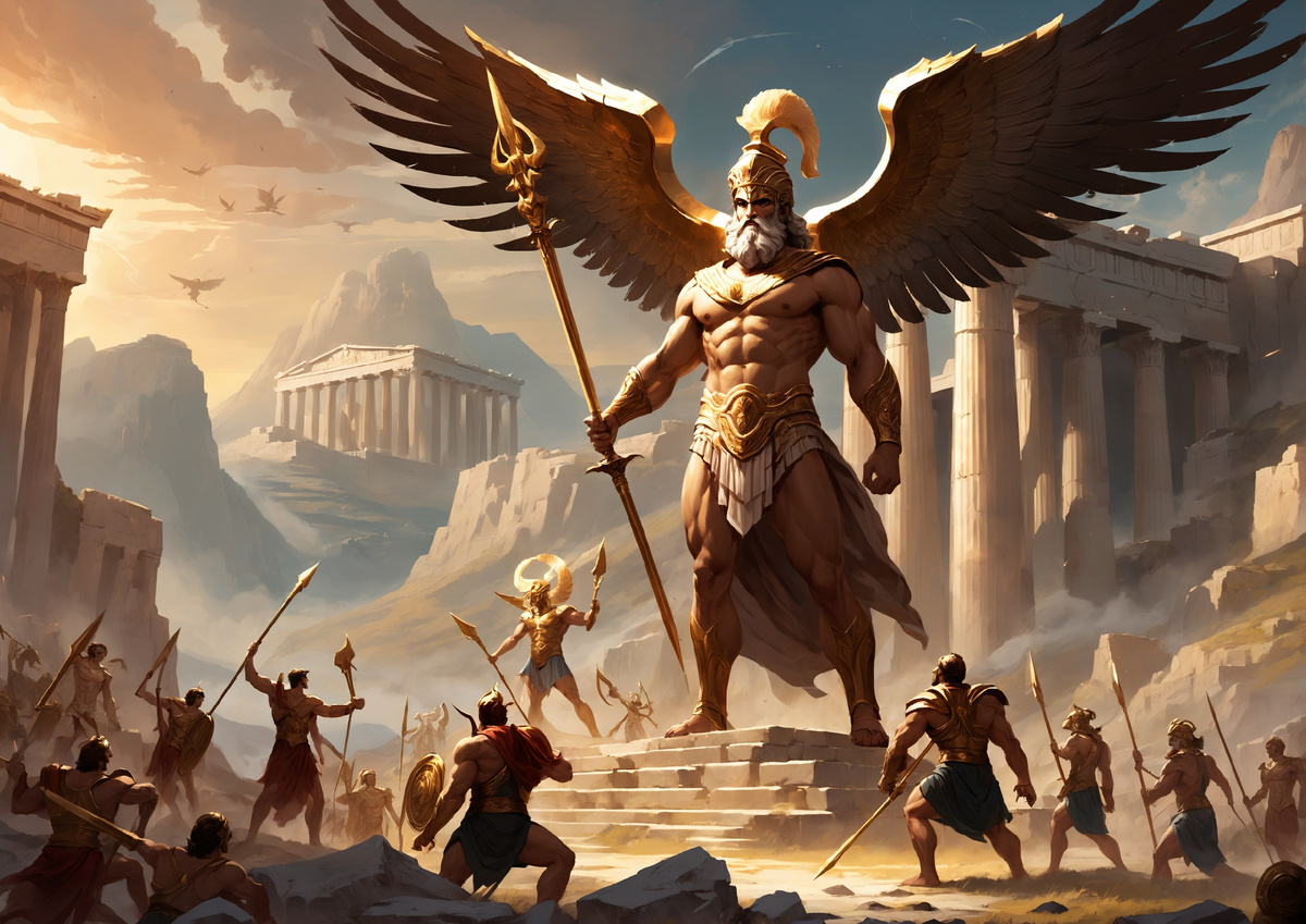 Художественное воплощение древнегреческой мифологии, демонстрирующее героев, обладающих невероятной силой, мужеством 