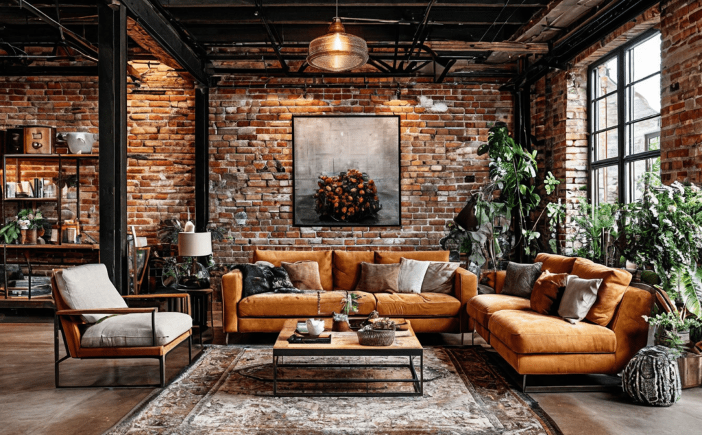    Декор гостиной в промышленном стиле Keri