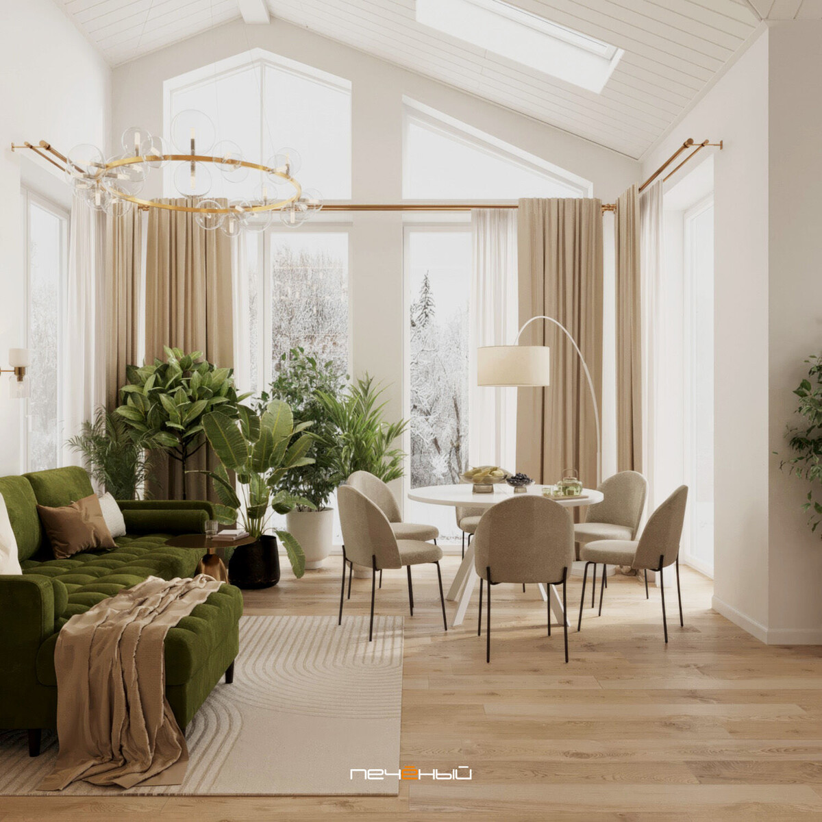 Дизайн кухни-гостиной