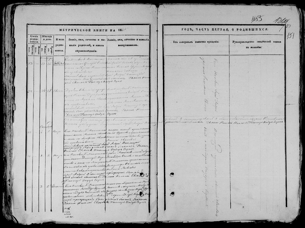 1852 год. Запись под №56 о рождении Петра. 