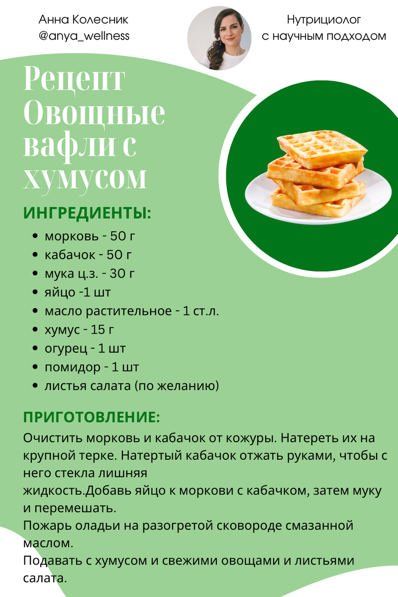 Рецепт овощные вафли с хумусом