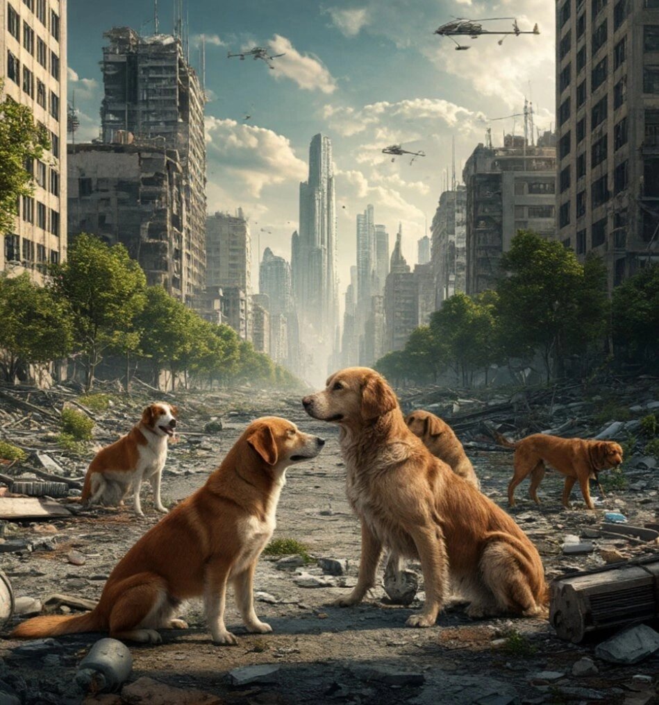 На земле остались только собаки