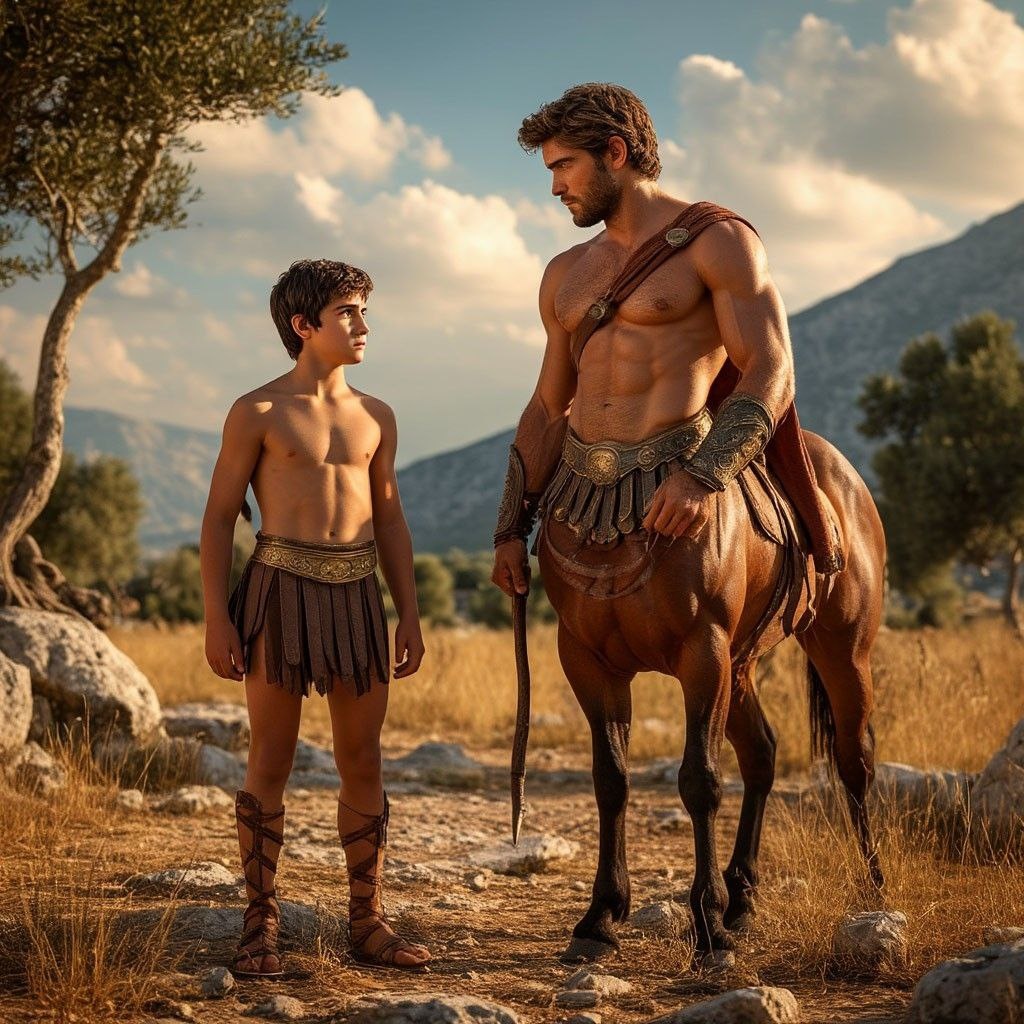 Ахиллес и его мудрый учитель кентавр Хирон
