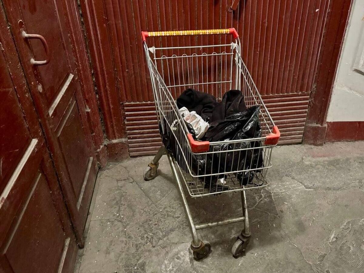    Продуктовая тележка, в которой были обнаружены фрагменты человеческого тела в Санкт-Петербурге© Фото : ГСУ СК России по Санкт-Петербургу/ВКонтакте