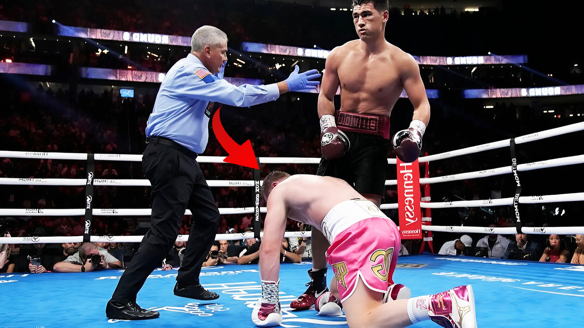 Сауль Альварес в поединке с Биволом