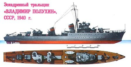 1940, 30 марта: В Ленинграде на заводе № 370 (ныне - «Петрозавод») спущен на воду головной эскадренный тральщик «Т-250» (с 25 сентября 1940 года - «Владимир Полухин») 