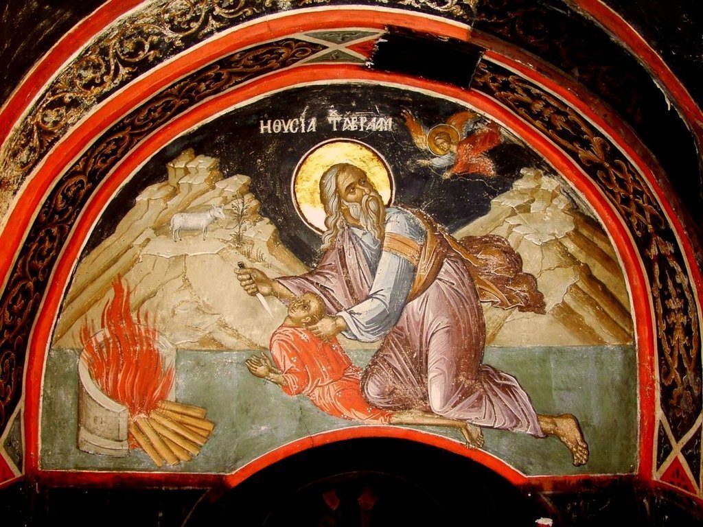 Жертвоприношение Авраама. 16 в. Великая Лавра святого Афанасия. Афон.