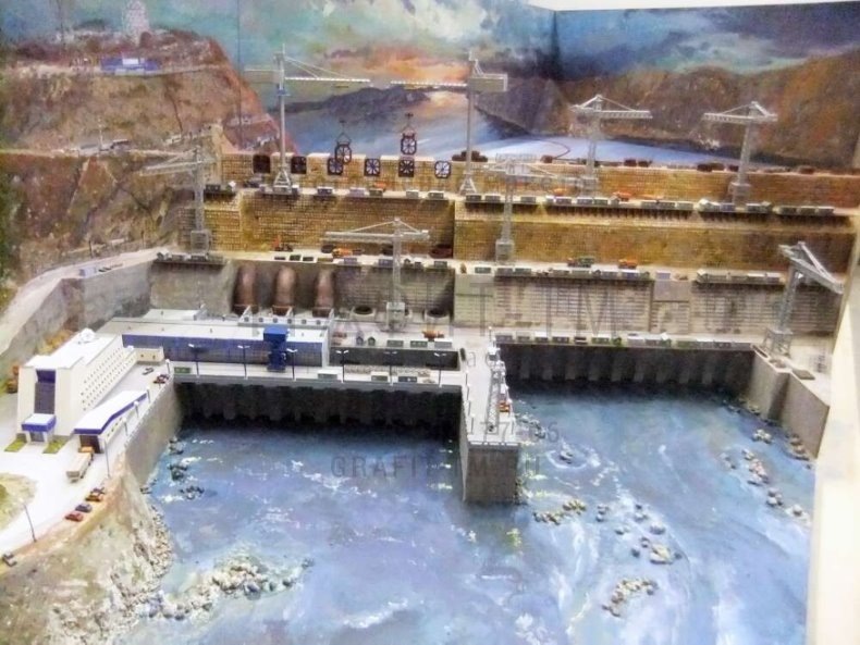 Строительство Бурейской ГЭС. Макет в Музее Гидроэнергетики