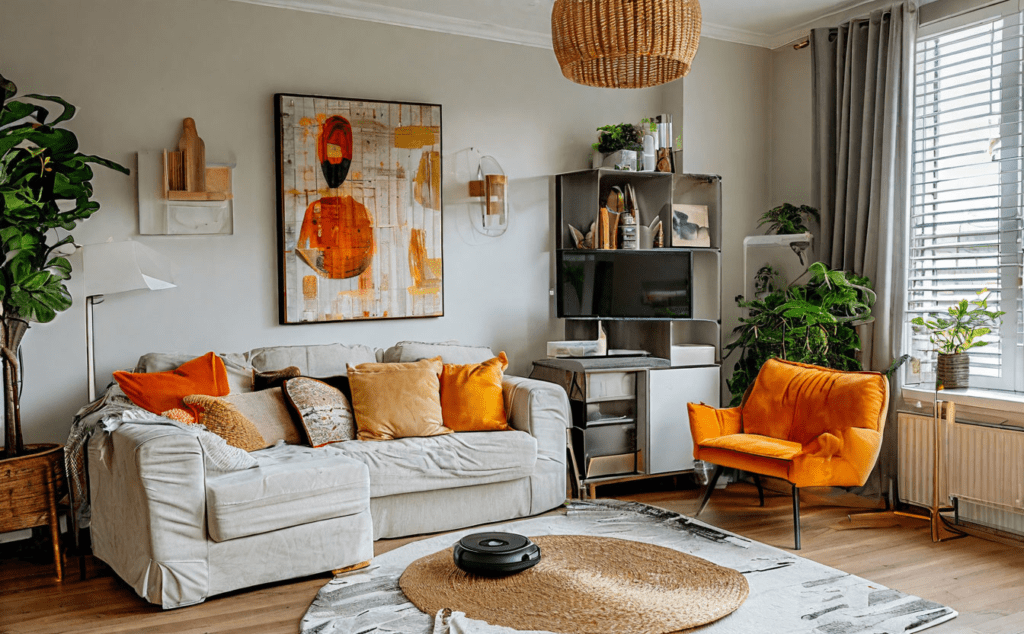    Дизайн современной гостиной с бюджетными материалами Keri