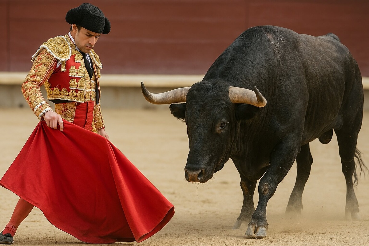    Матадор и бык на корриде