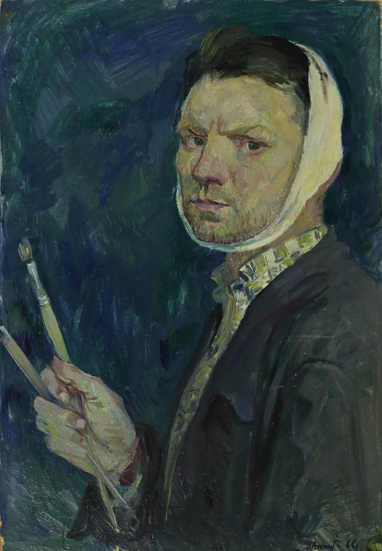 За работой. Автопортрет. 1966 г.