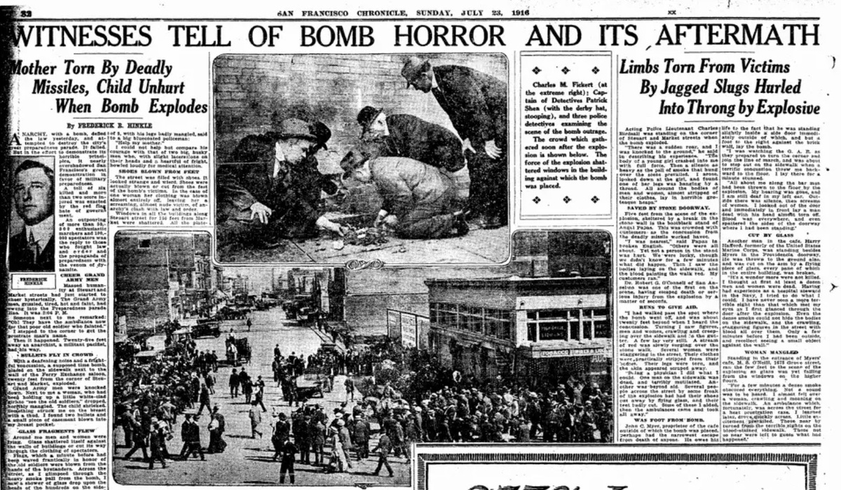 Газета San Francisco Chronicle от 23 июля 1916 г.