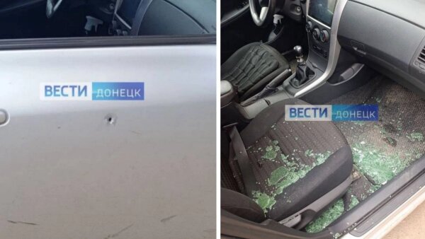 Съёмочная группа Вести.Донецк попала под удар украинского дрона. Фото © Telegram / ВЕСТИ ДОНЕЦК