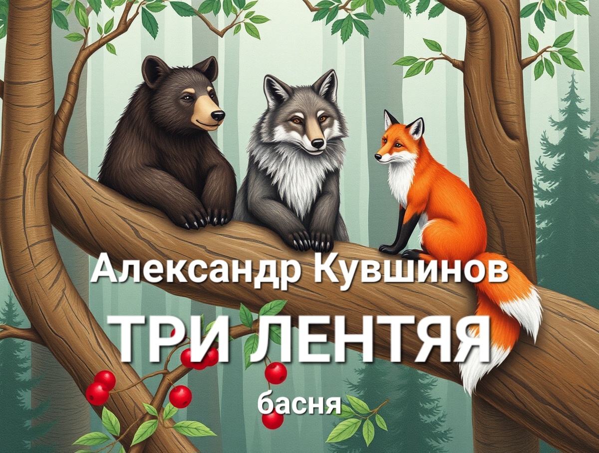 Иллюстрация к басне "Три лентяя" (сделано нейросетью)