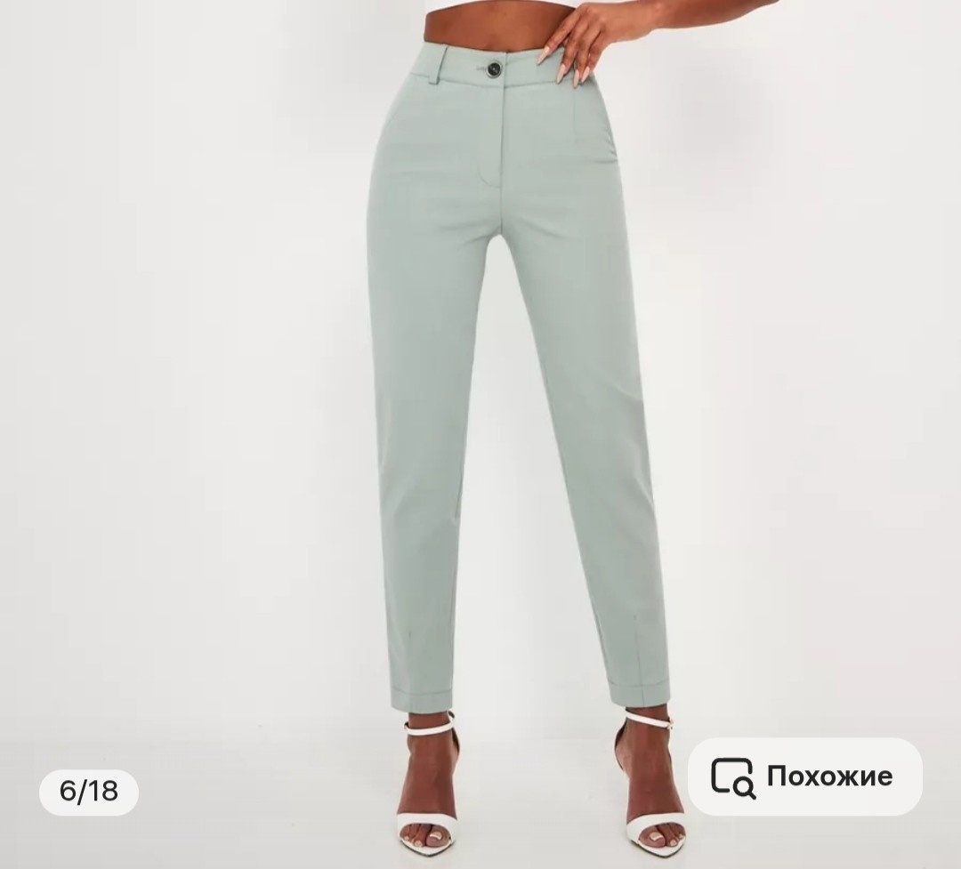 Мятные укороченные брючки