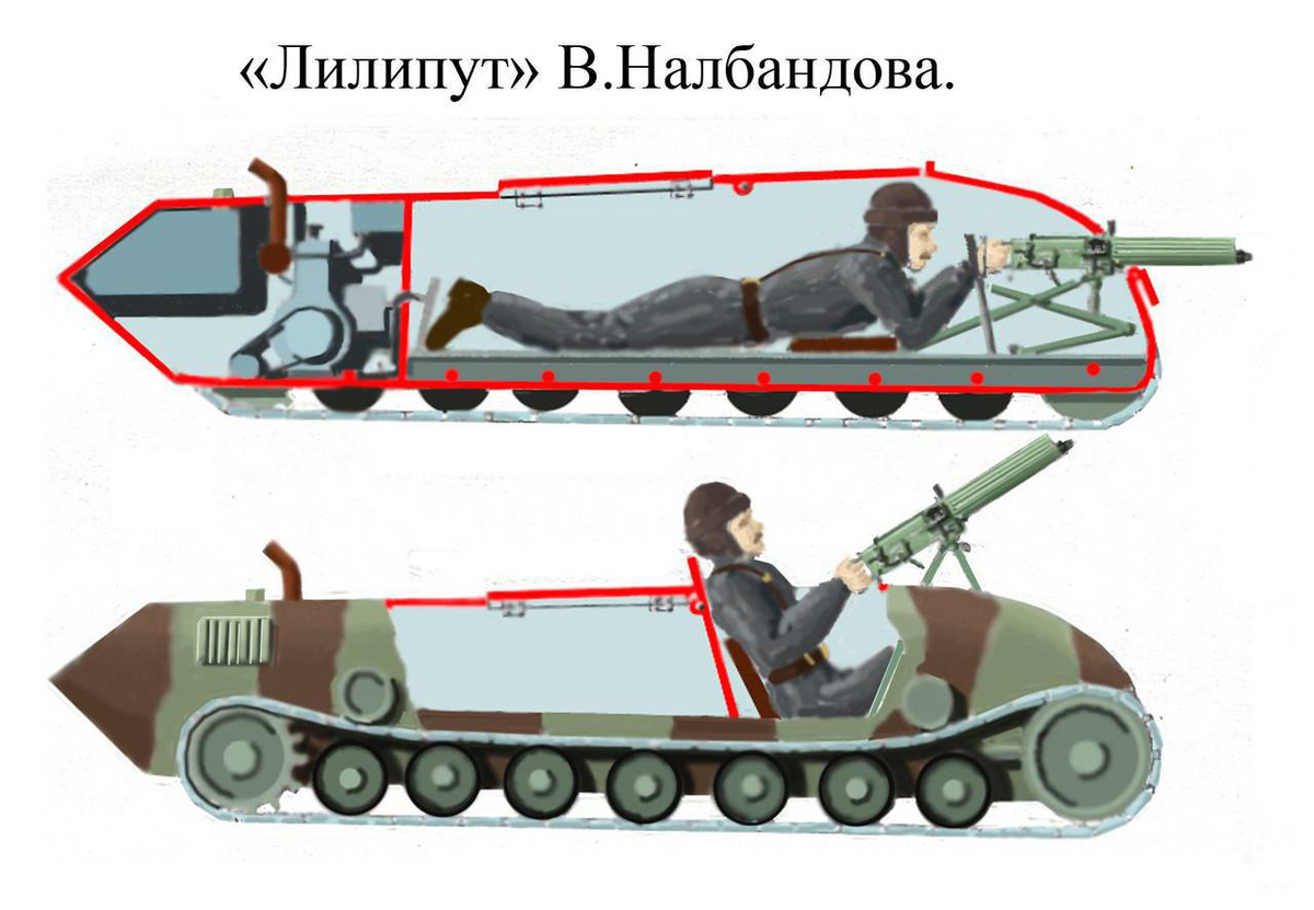 Концепт-арт "Лиллипута" Михаила Налбандова. Пожелать бы конструктору так "прилечь" в этой боевой машине, да не буду. Изображение в свободном доступе.
