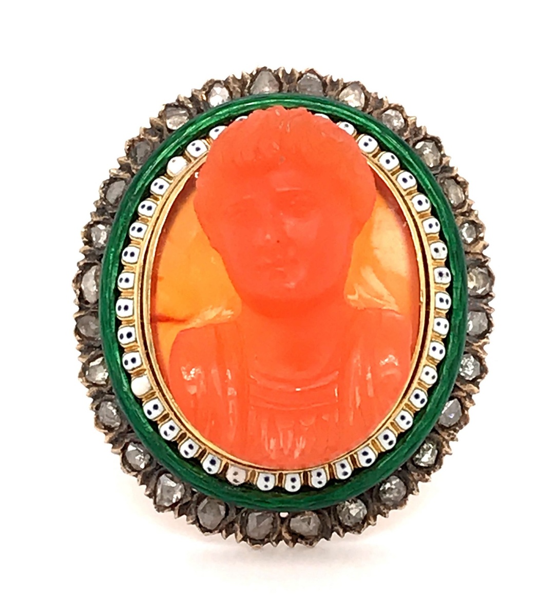 Брошь с камеей из сердолика. Эмаль, бриллианты. Алексис Фализ, 1841 г.