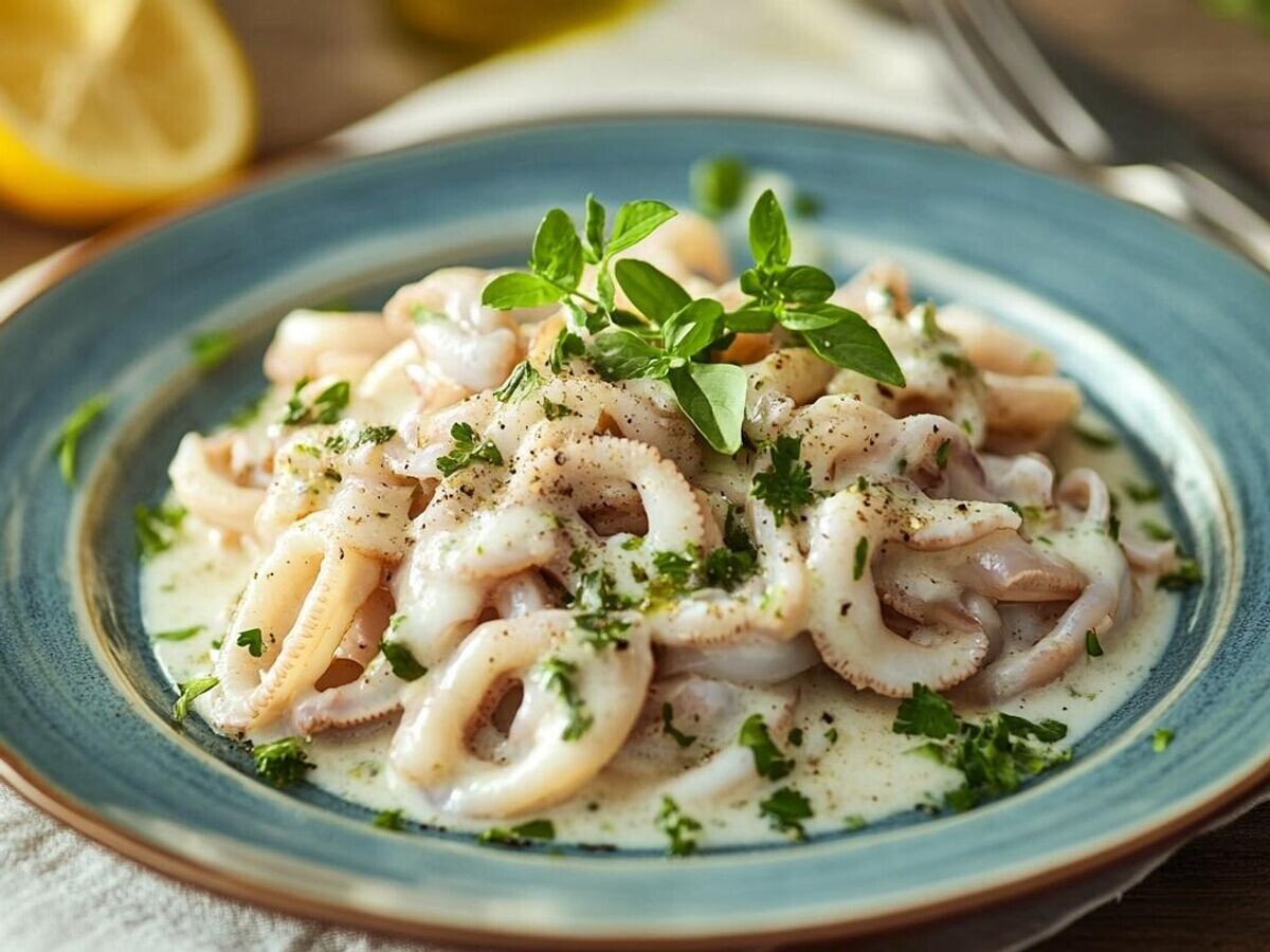    Нежный кальмар в сметанном соусе© РИА Новости / Сгенерировано искусственным интеллектом