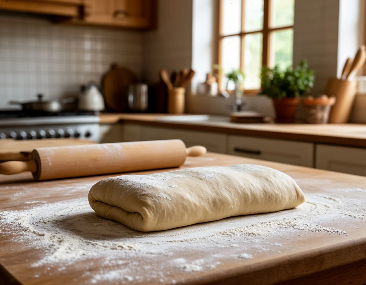 После вымеса, дрожжевое тесто оставляют "отдохнуть" и подняться (обязательно накрыть!) 