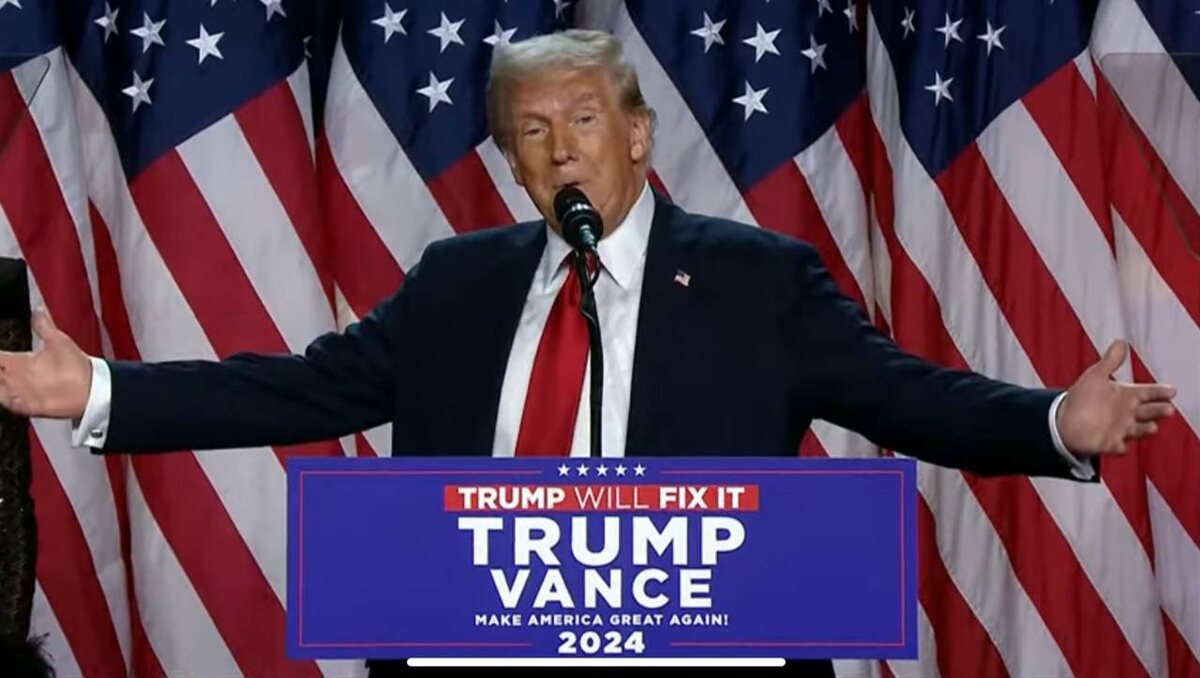    Дональд Трамп. Фото: скриншот из видео выступления в Палм-Бич