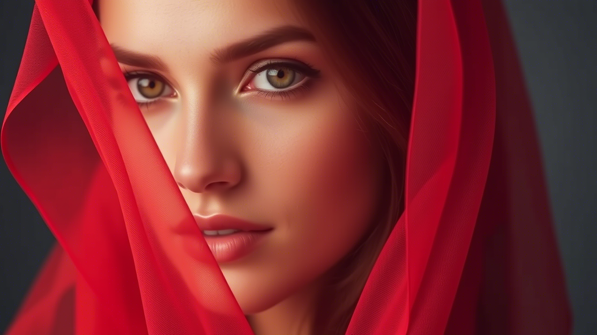 Девушка в красной вуали