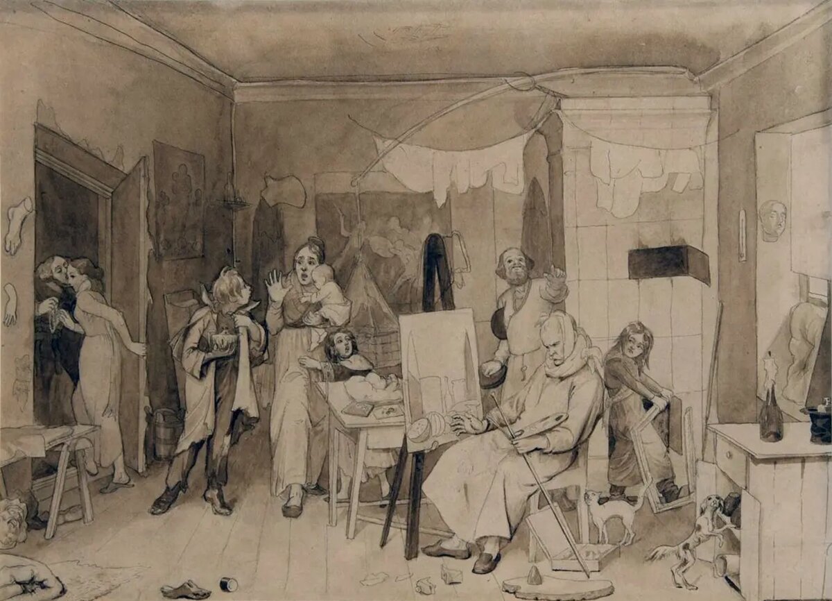 П. Федотов "Художник, женившийся без приданого в надежде на свой талант", 1844