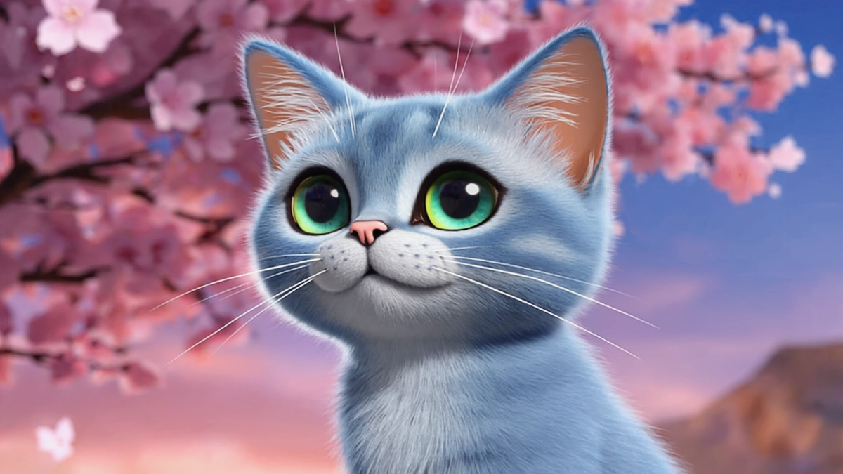 Мультяшное изображение, которое могло бы подойти Русской голубой кошке