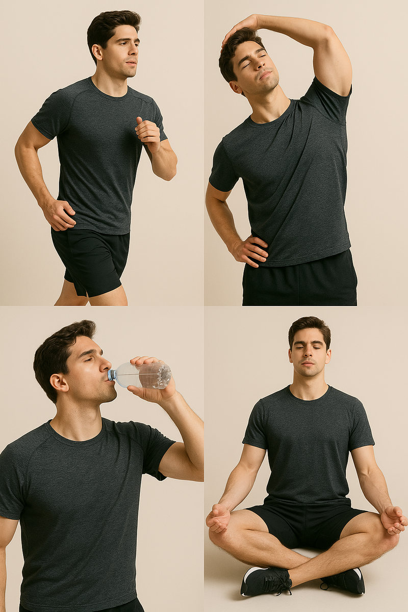 Бегать, растягиваться, пить воду и медитировать