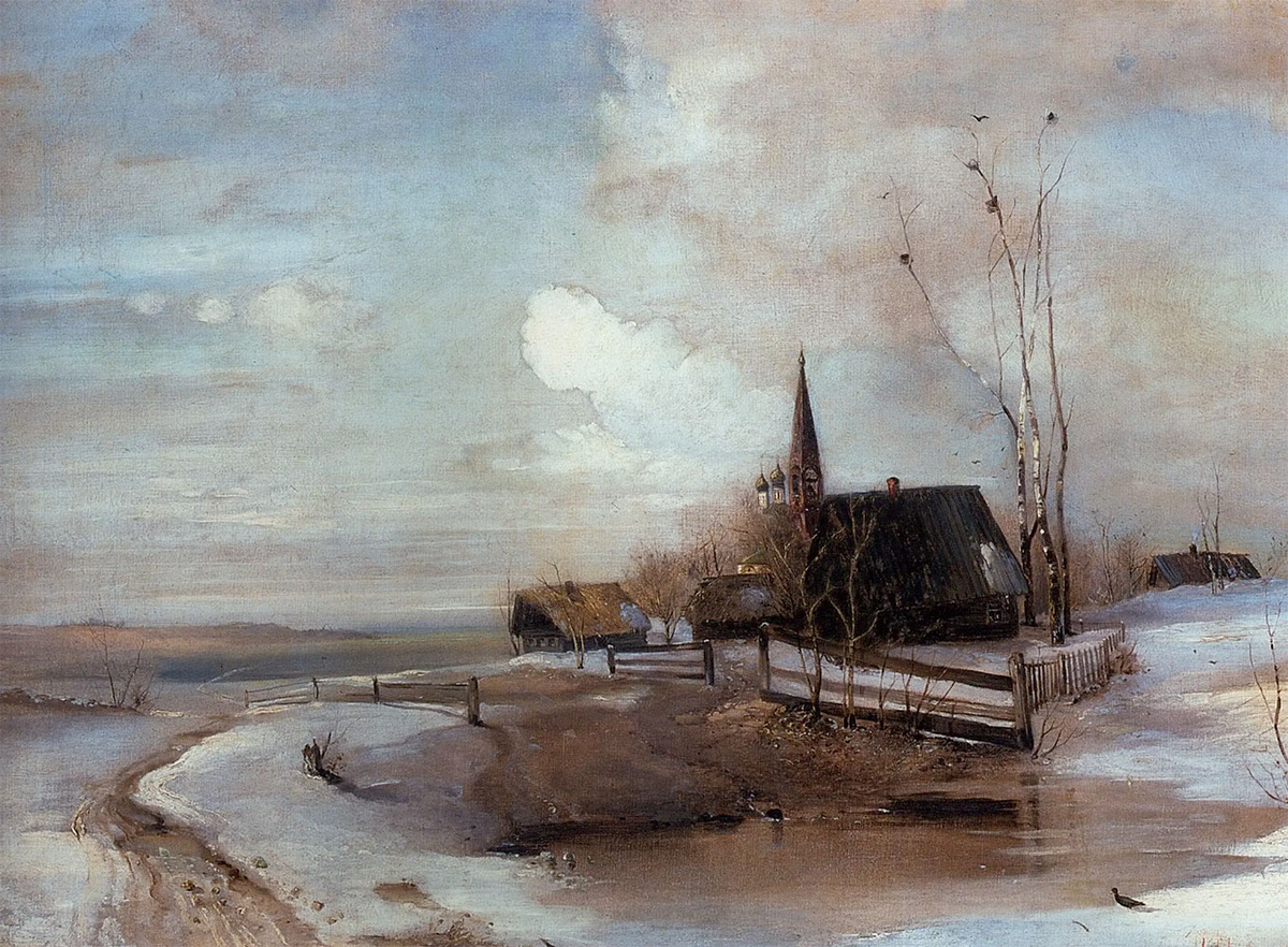А. К. Саврасов. Ранняя весна. Оттепель. 1880-е. Изображение из открытых источников.