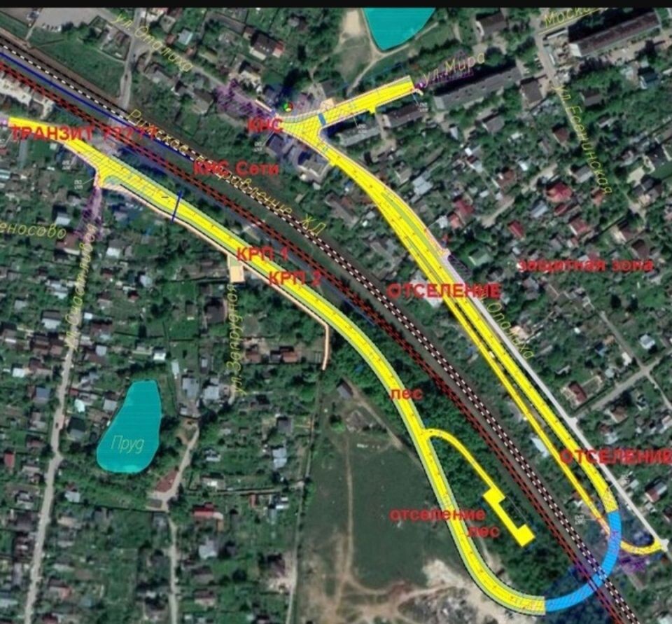    Схема путепровода в Красногорске. Источник: vk.com/Опалиха-Красногорск: ЭКОлогия и урбанизация