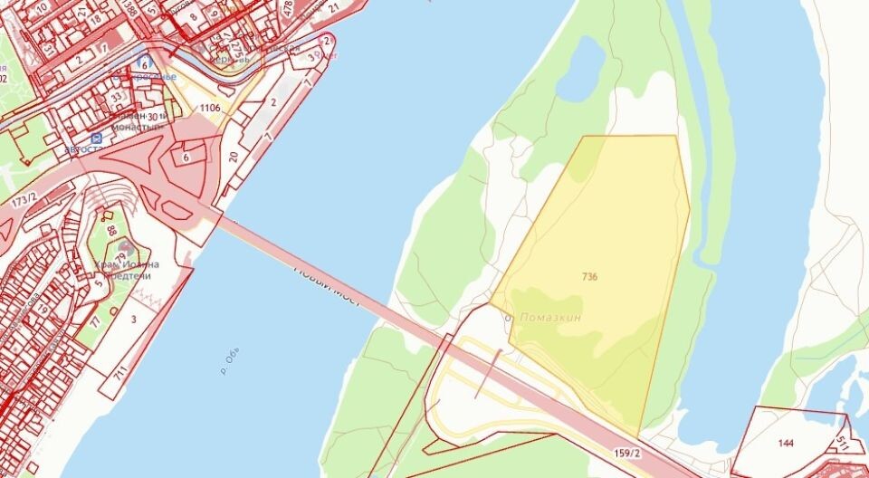    Участок проектирования на о. Помазкин . Источник: lk1map.roscadastres.com