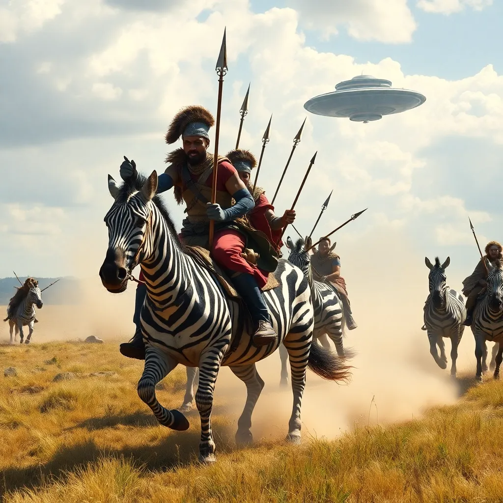 Изображение нарисовала нейросеть. Идея - автора. В мире полосатых боевых зебр обязательно будут инопланетяне. Они существуют, только прячутся от невежественных людей. 