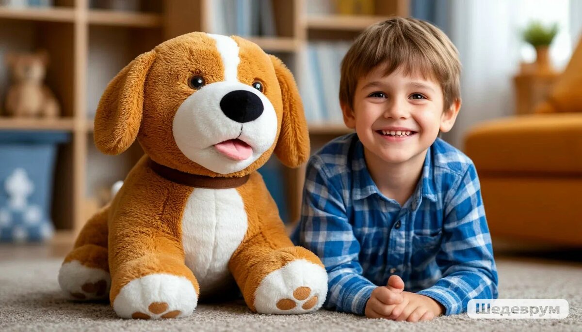 Славик с игрушкой.