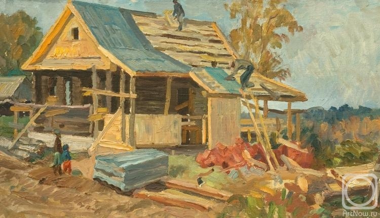 Дом строится. Художник Клюжин Геннадий