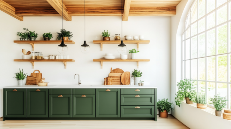    Зеленая кухня: минимализм и природная простота svkuhni77