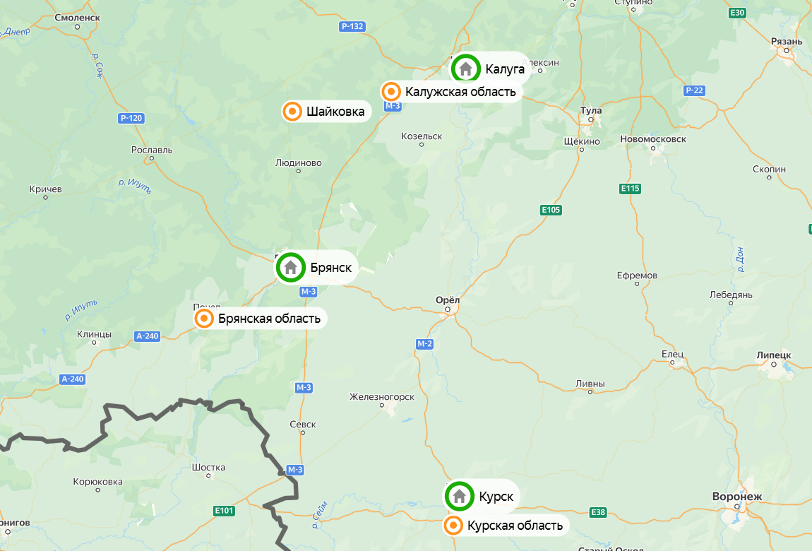 Карта атаки беспилотников ВСУ. Фото: скриншот Яндекс Карты