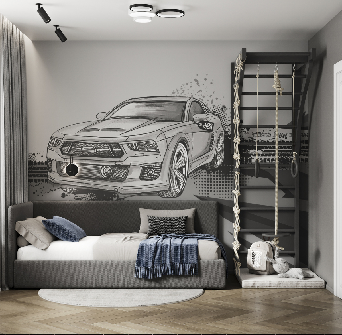 Детская для мальчиков в сером цвете