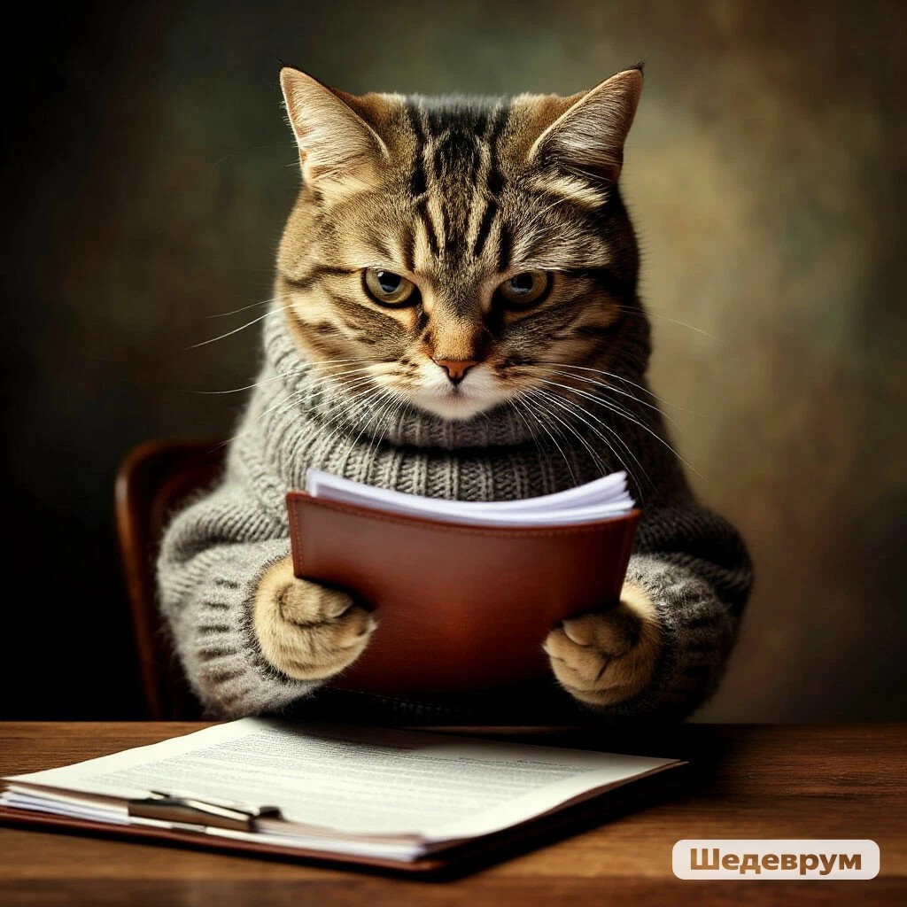 Задумчивый кот разбирается со счетами