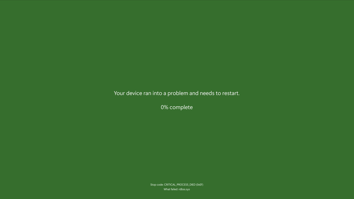    Новый дизайн BSOD. Цвет останется синим: зелёный используется только в инсайдерских сборках