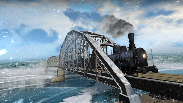 3D-визуализация Железнодорожного моста через Енисей в Красноярске из приложения "Обогнавшие время. AR-шедевры".
© Иллюстрация РИА Новости