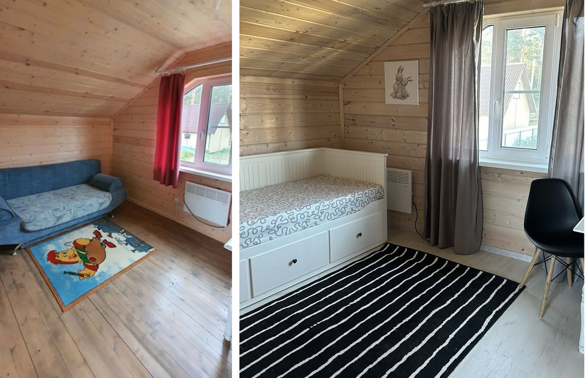 Фото детской: слева "до", справа "после" стейджинга